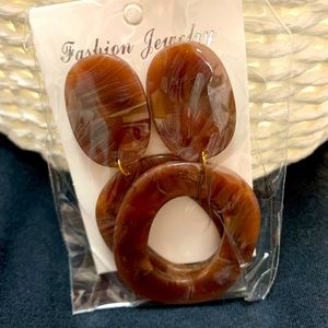 Never worn brown, lightweight earrings